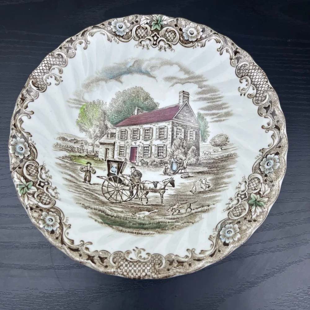Vintage Folk Art England Tea Cup Floral Interior Rim Design‎ Bone China